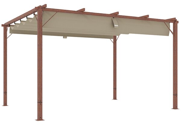 Outsunny Pergola přibližně 3x4m Zahradní altán s magnetickou podložkou, Hliníková terasa, Zahradní altán s nastavitelnou střechou, Samostatná, Ochrana