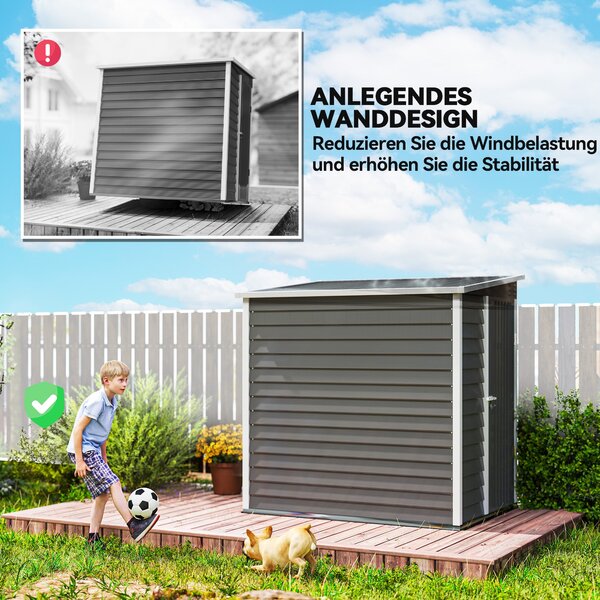 Outsunny Kovový Kůlna na Nástroje 2,3m² 142x184x181cm Skladovací Kůlna s Základem, Pultová Střecha, Okno, Zámková Dveře, Rukavice, Voděodolná Zahradní