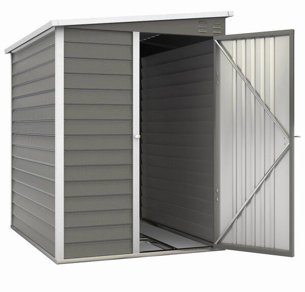 Outsunny Kovový Kůlna na Nástroje 2,3m² 142x184x181cm Skladovací Kůlna s Základem, Pultová Střecha, Okno, Zámková Dveře, Rukavice, Voděodolná Zahradní