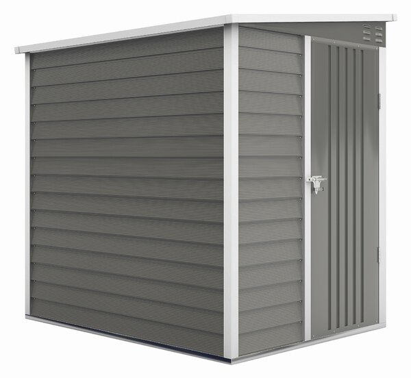 Outsunny Kovový Kůlna na Nástroje 2,3m² 142x184x181cm Skladovací Kůlna s Základem, Pultová Střecha, Okno, Zámková Dveře, Rukavice, Voděodolná Zahradní