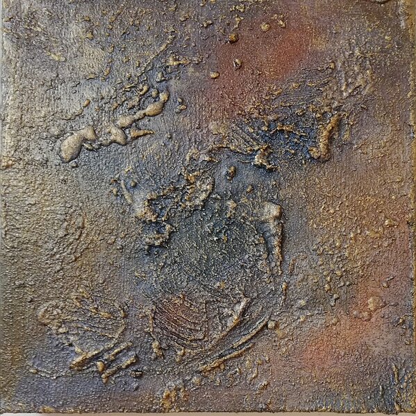 Ručně malovaný obraz od Naďa Vinická - "Bronzová variace 3", rozměr: 29 x 29 cm