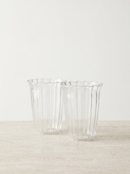 Sinsay - Sklenice s žebrováním a vlnitým okrajem 2 pack - clear