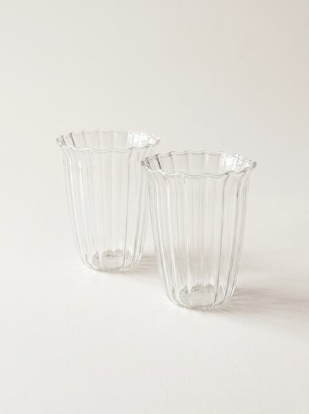 Sinsay - Sklenice s žebrováním a vlnitým okrajem 2 pack - clear