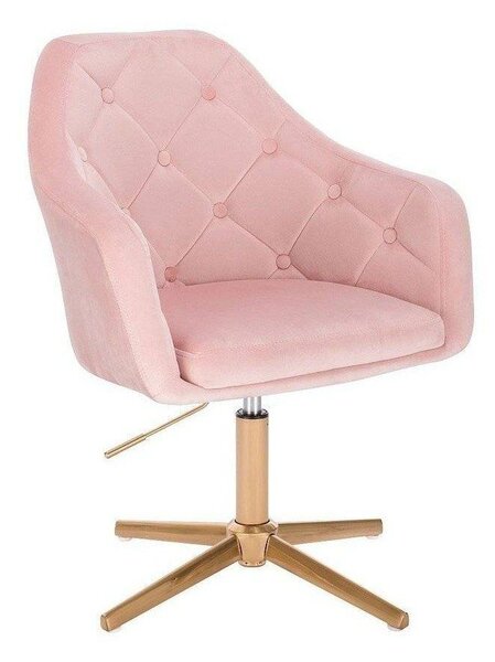 LuxuryForm DESIGN Křeslo ANDORA VELUR na zlatém kříži - světle růžové