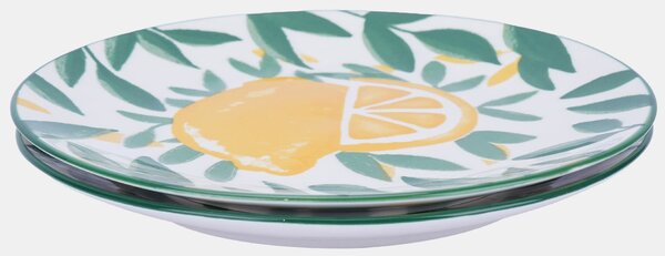 Sinsay - Keramické talíře s motivem citronů 2 pack - zelená