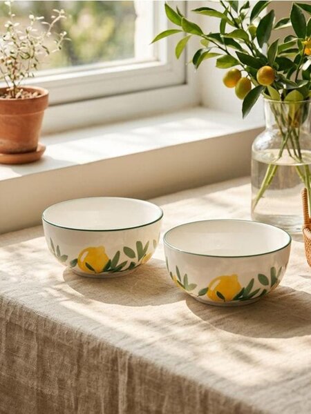 Sinsay - Keramické misky s motivem citronů 2 pack - zelená