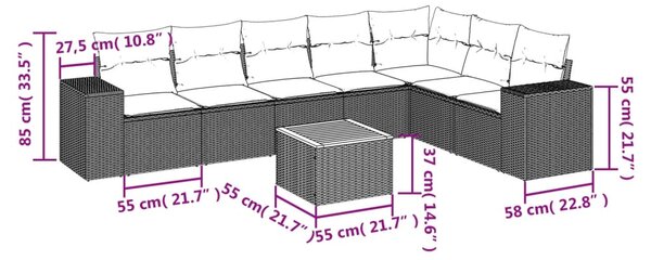 8dílná zahradní sedací souprava s poduškami béžová polyratan 3225477