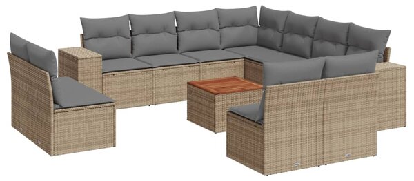 12dílná zahradní sedací souprava s poduškami béžová polyratan 3225506