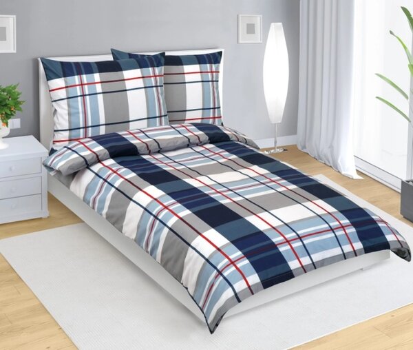 Bellatex Povlečení bavlněné 140x200, 70x90 cm Kostka Modrá,Šedá rozměr 140x200, 70x90 cm