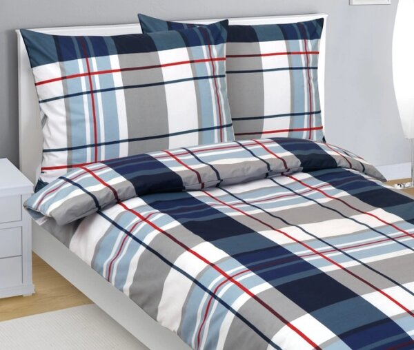 Bellatex Povlečení bavlněné 140x200, 70x90 cm Kostka Modrá,Šedá rozměr 140x200, 70x90 cm