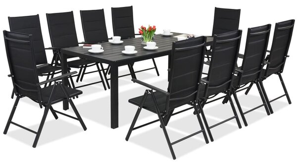 Zahradní nábytek z hliníkového polywoodu s velkým stolem Verona pro 10 osob Black Garden Point