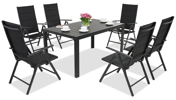 Hliníkový zahradní nábytek z polywoodového dřeva Verona pro 6 osob Garden Point černý