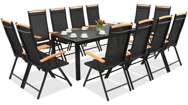 Hliníkový polywood zahradní nábytek Verona Wood se stolem pro 12 osob, Black Garden Point