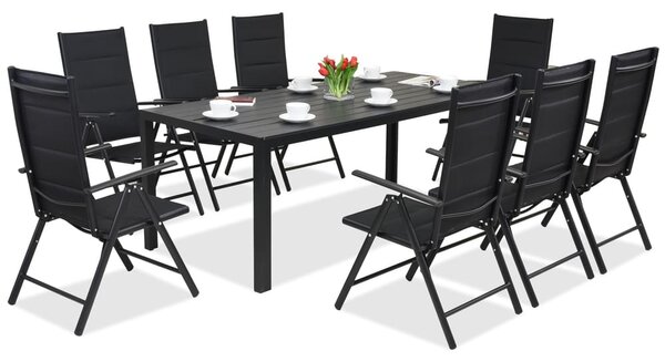 Zahradní nábytek z hliníkového polywoodu s velkým stolem Verona pro 8 osob Black Garden Point