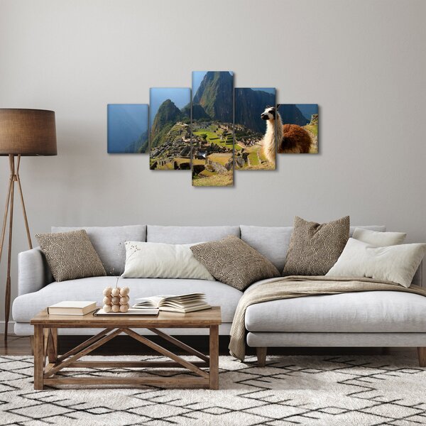 Obraz - Lama a Machu Picchu (125x70 cm)