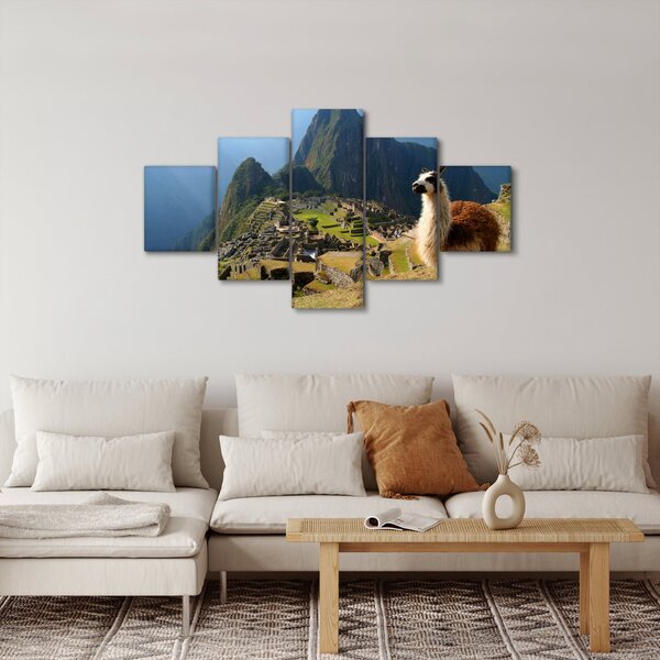 Obraz - Lama a Machu Picchu (125x70 cm)