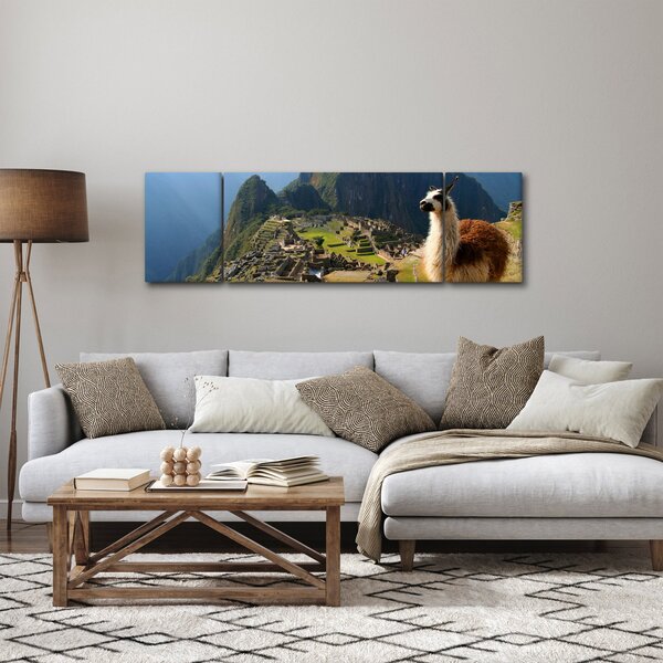 Obraz - Lama a Machu Picchu (170x50 cm)