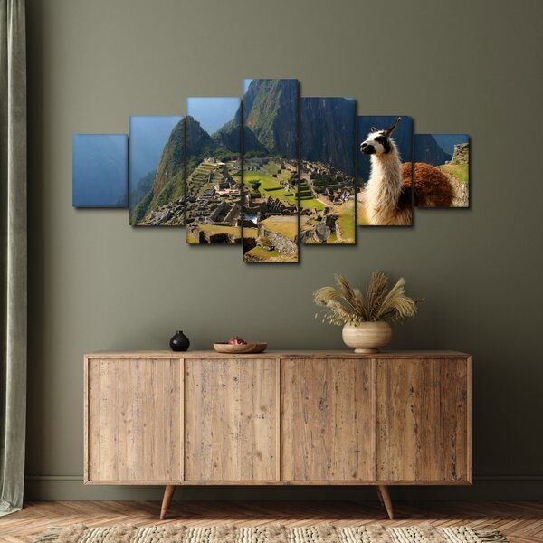 Obraz - Lama a Machu Picchu (210x100 cm)