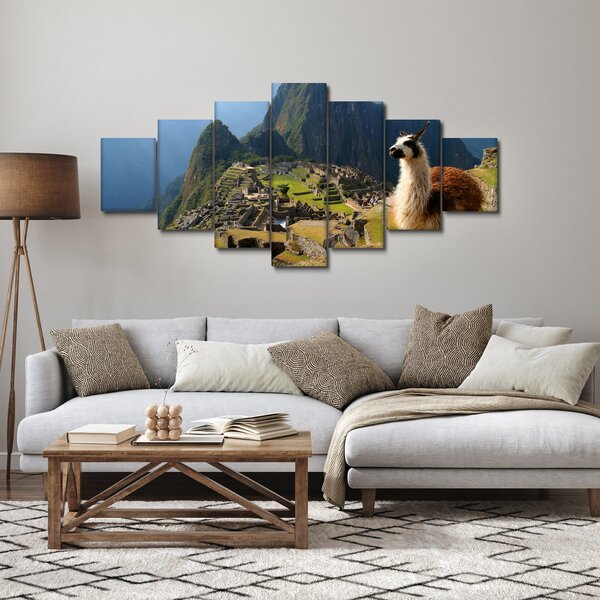 Obraz - Lama a Machu Picchu (210x100 cm)