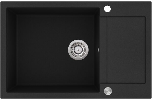 Cerano Egon, dřez granitový, 1-komorový s odkapávačem, 780x500x200 mm, černá metalická, CER-LIVSQT105-B