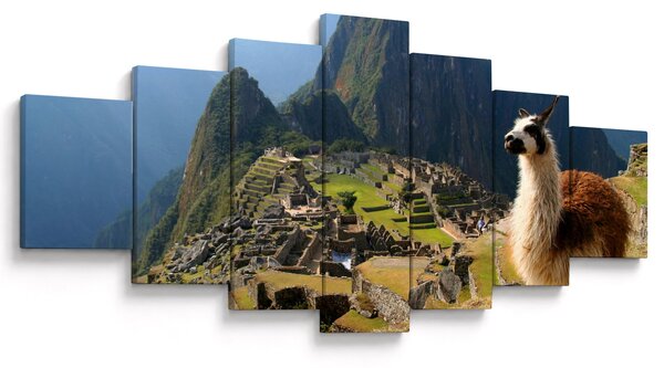 Obraz - Lama a Machu Picchu (210x100 cm)