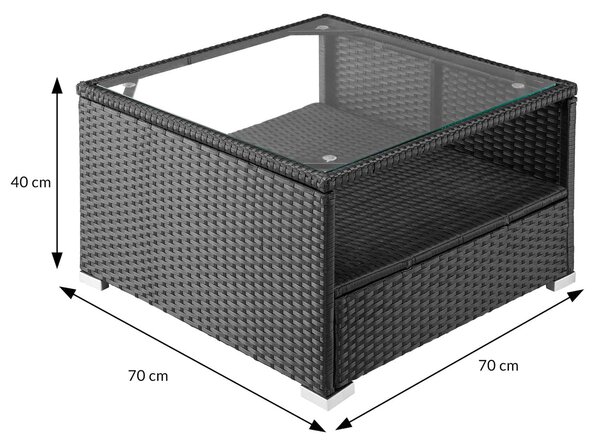 Deuba Zahradní ratanový set XXL - černá/krémové podušky