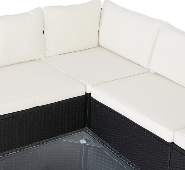 Deuba Zahradní ratanový set XXL - černá/krémové podušky