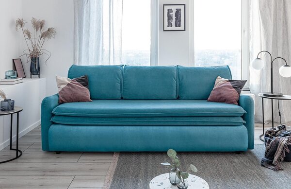 -25 % Dny MOMENTI– Miuform Sametová rozkládací pohovka Tender Eddie 214 cm