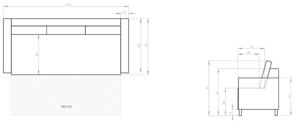 -25 % Dny MOMENTI– Miuform Sametová rozkládací pohovka Tender Eddie 214 cm
