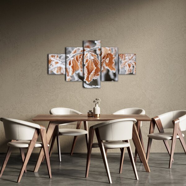 Obraz - Zmrzlé listy (125x70 cm)