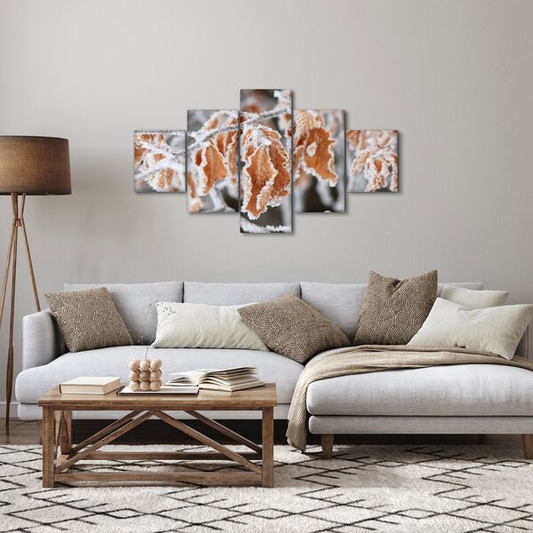 Obraz - Zmrzlé listy (125x70 cm)