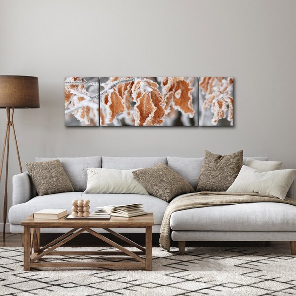 Obraz - Zmrzlé listy (170x50 cm)
