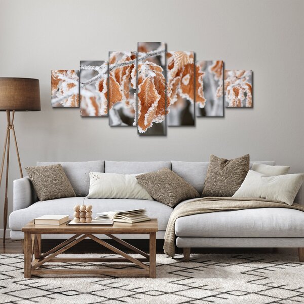Obraz - Zmrzlé listy (210x100 cm)