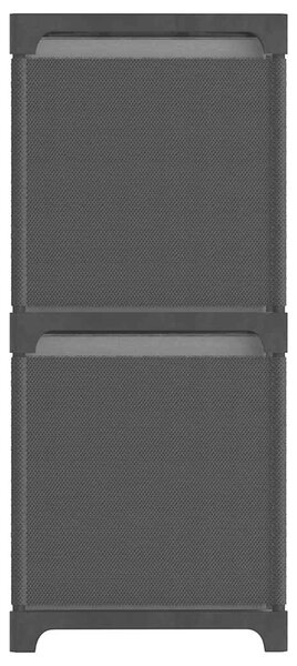 Výstavní police 6 přihrádek s boxy černá 103x30x72,5 cm textil 322607
