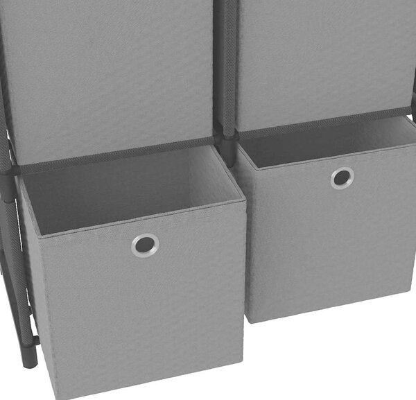 Výstavní police 6 přihrádek s boxy černá 103x30x72,5 cm textil 322607