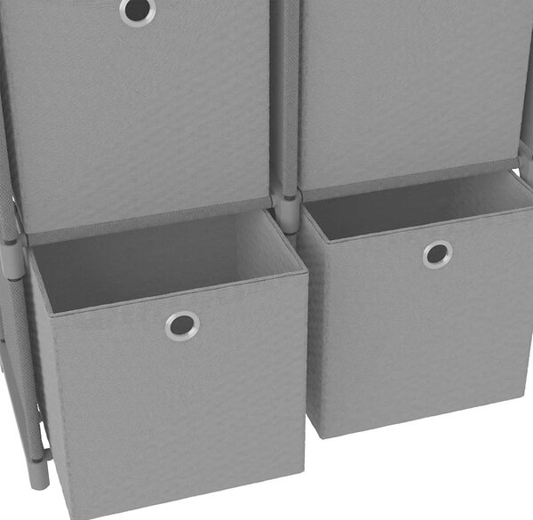 Výstavní police 5 přihrádek s boxy šedé 103x30x72,5 cm textil 322605