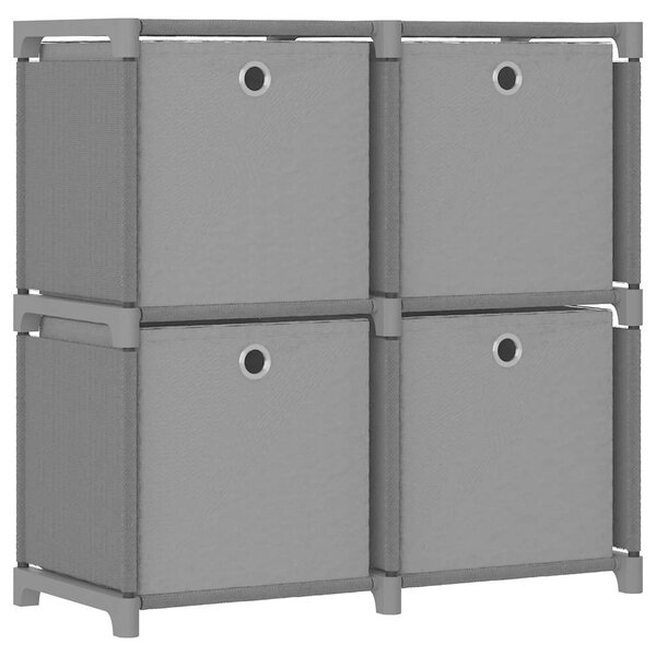 Výstavní police 4 přihrádky s boxy šedá 69x30x72,5 cm textil 322601