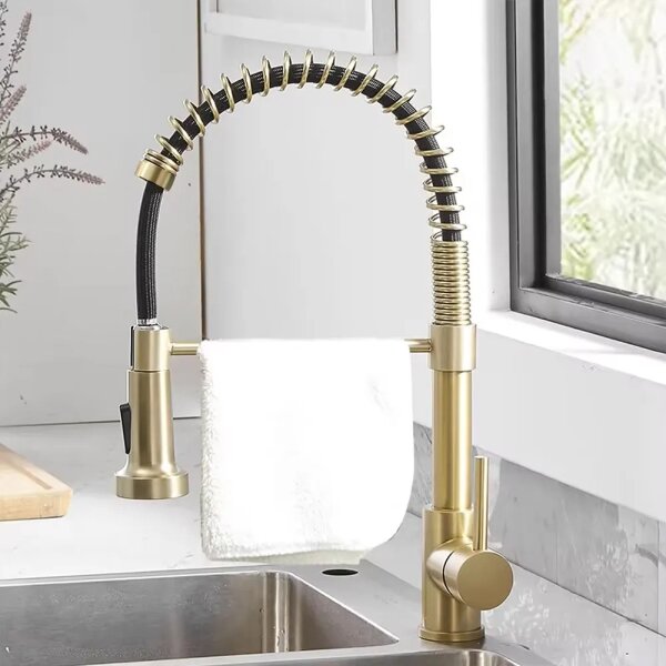 REA-B4821 - Dřezová baterie s vytahovací sprškou COLIN 42,5 cm broušená zlatá