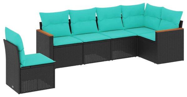 6dílná zahradní sedací souprava s polštáři černá polyratan 3226015