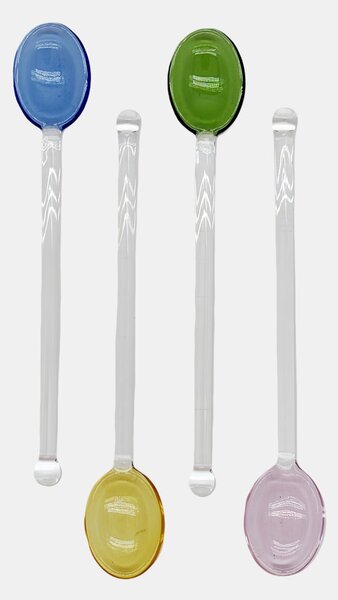Sinsay - Sada barevných skleněných lžiček 4 pack - clear
