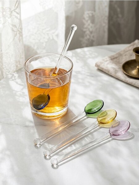 Sinsay - Sada barevných skleněných lžiček 4 pack - clear