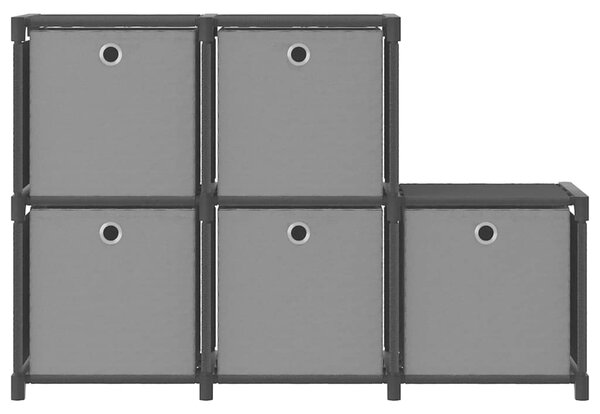 Výstavní police 5 přihrádek s boxy černá 103x30x72,5 cm textil 322603