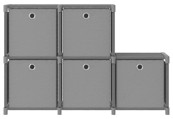 Výstavní police 5 přihrádek s boxy šedé 103x30x72,5 cm textil 322605