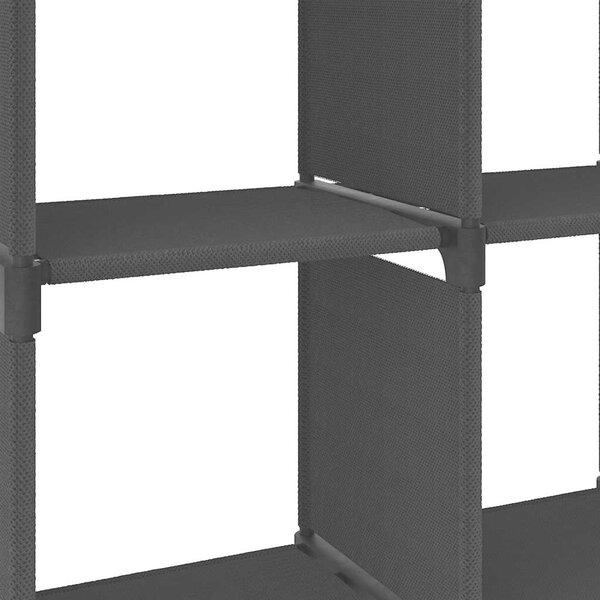 Výstavní police s 6 přihrádkami černá 103 x 30 x 72,5 cm textil 322606