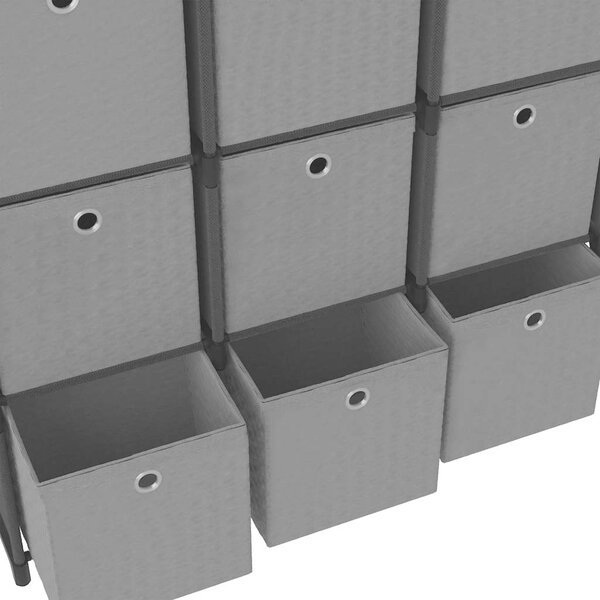 Výstavní police 9 přihrádek s boxy černá 103x30x107,5 cm textil 322611