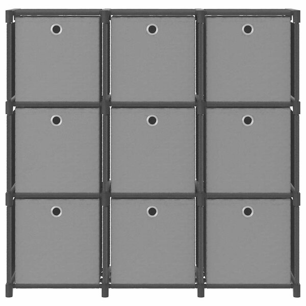 Výstavní police 9 přihrádek s boxy černá 103x30x107,5 cm textil 322611