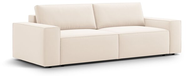 Čtyřmístná rozkládací pohovka s úložným prostorem JUDY 247 cm samet světle béžová