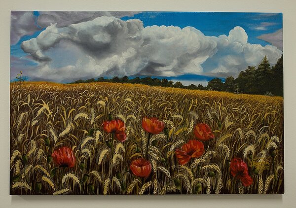 Ručně malovaný obraz od Marija Banha - "Pšeničné Pole", rozměr: 60 x 40 cm