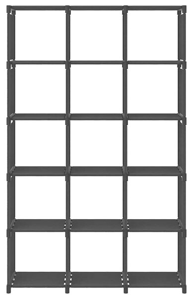 Výstavní police s 15 přihrádkami černá 103x30x175,5 cm textil 322618
