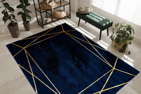 Makro Abra Kusový koberec EMERALD 1022 Luxusní moderní geometrický modrý zlatý Rozměr: 200x290 cm